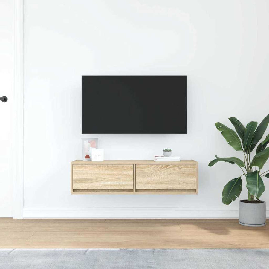 Tv-Kast Met Lade Bewerkt Hout Sonoma eiken