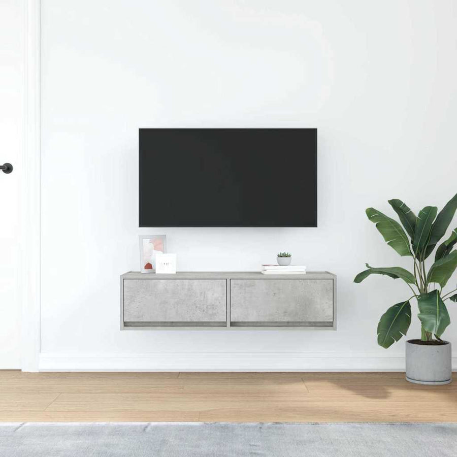 TV-kast met lade Betongrijs 100 x 31 x 25,5 cm Bewerkt hout