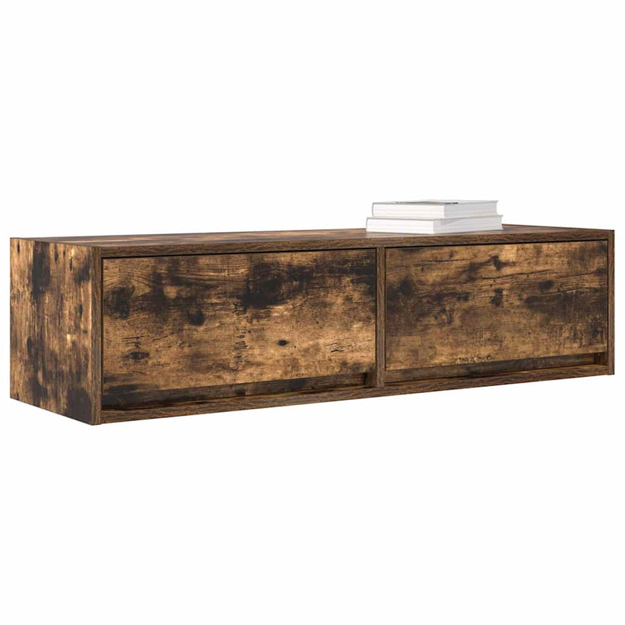 Tv-Kast Met Lade Bewerkt Hout Gerookt eiken