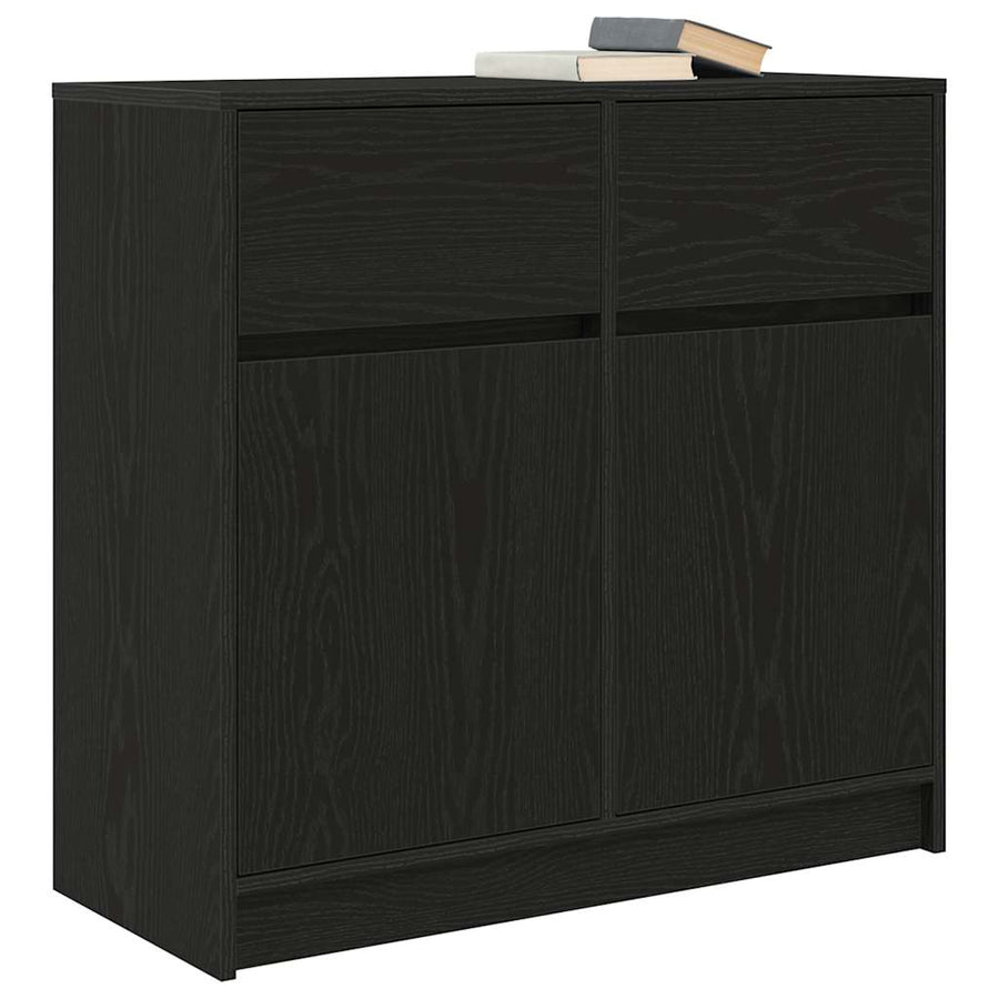 Dressoir met lade 80x34x76 cm spaanplaat zwart eikenkleurig
