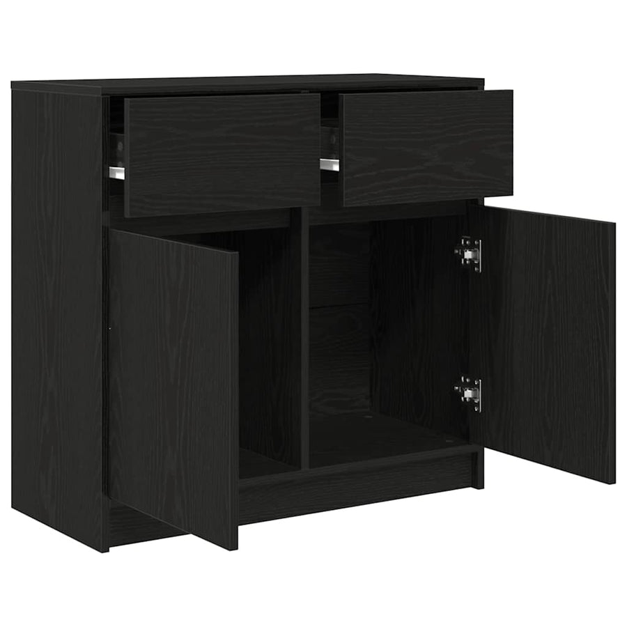 Dressoir met lade 80x34x76 cm spaanplaat zwart eikenkleurig