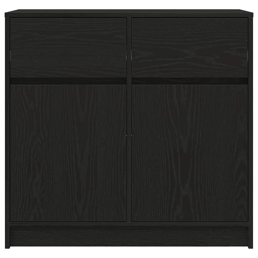 Dressoir met lade 80x34x76 cm spaanplaat zwart eikenkleurig