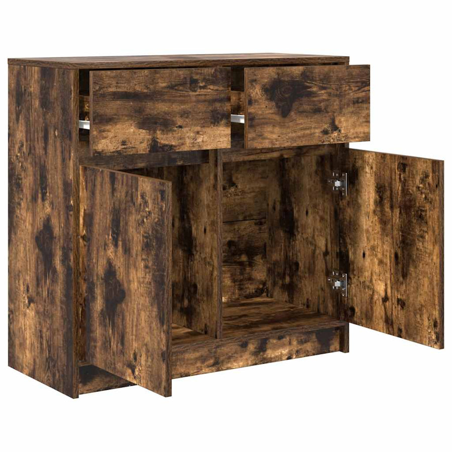 Dressoir met lade 80x34x76 cm spaanplaat gerookt eikenkleurig