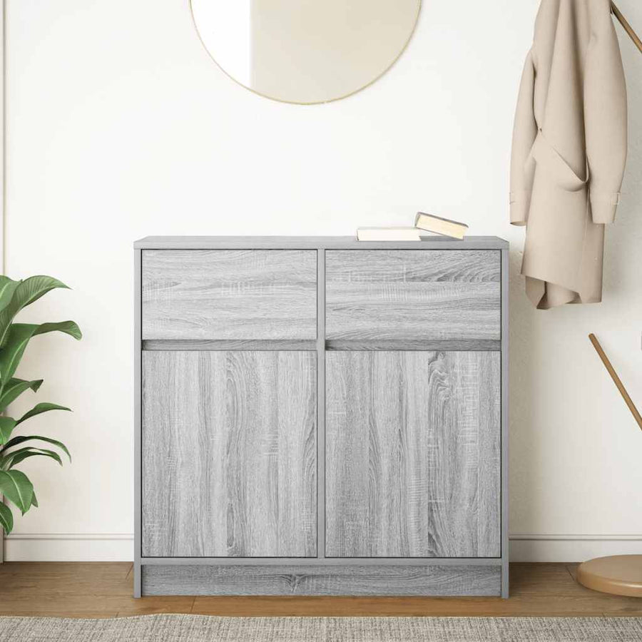 Dressoir met lade 80x34x76 cm spaanplaat grijs sonoma