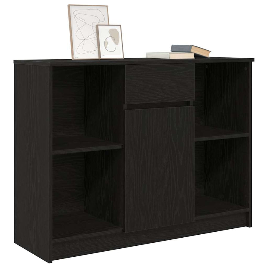 Dressoir met lade 101x35x76 cm spaanplaat zwart eikenkleurig