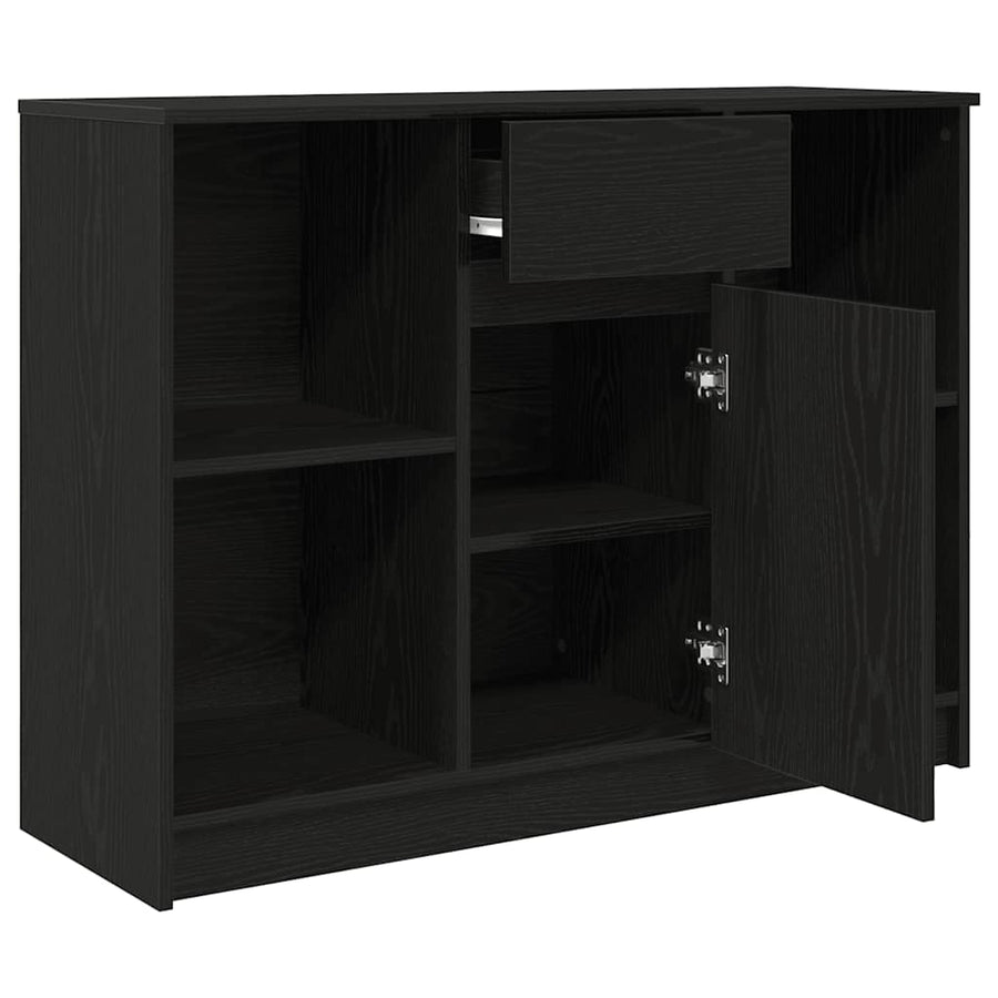 Dressoir met lade 101x35x76 cm spaanplaat zwart eikenkleurig