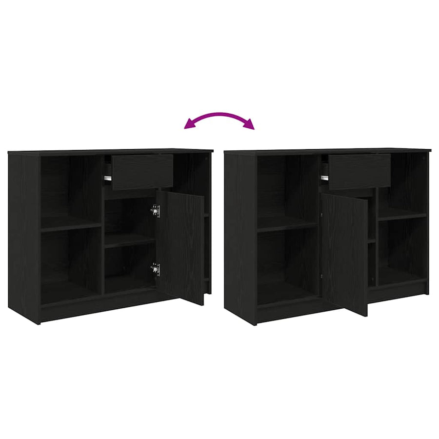 Dressoir met lade 101x35x76 cm spaanplaat zwart eikenkleurig