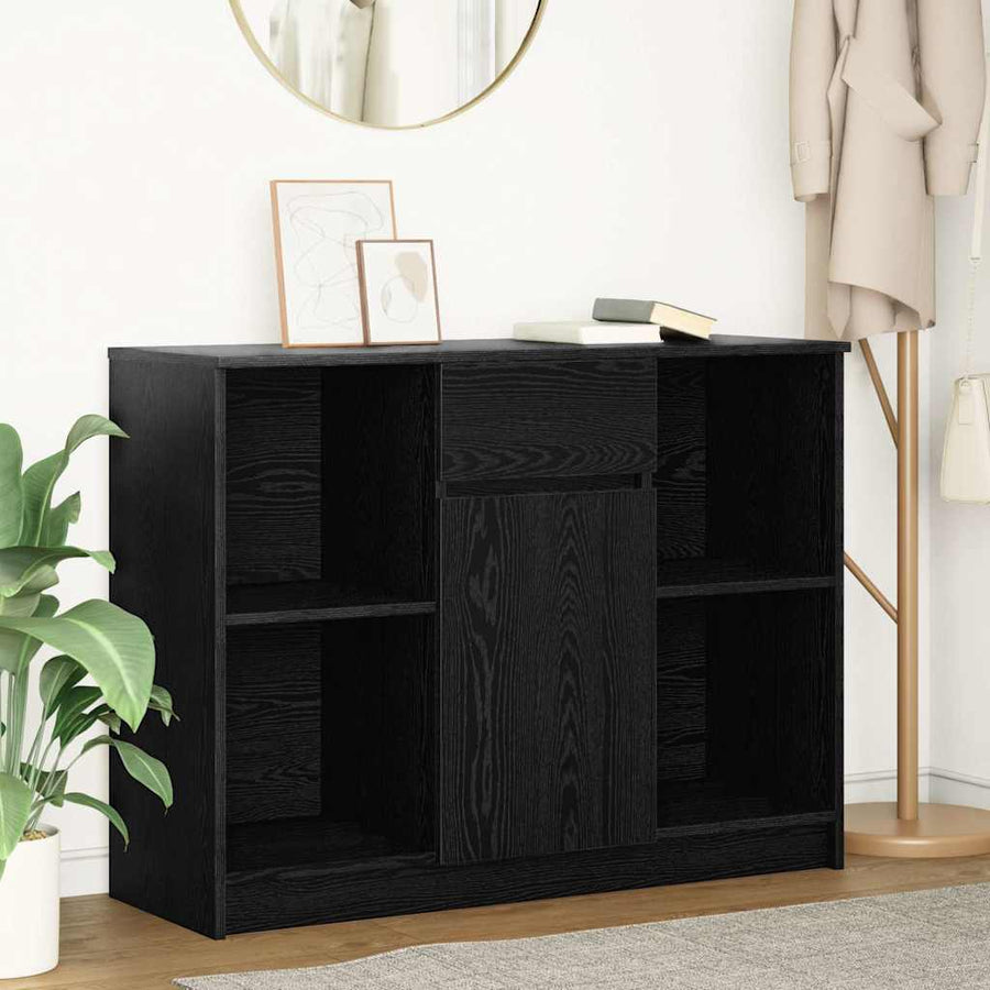 Dressoir met lade 101x35x76 cm spaanplaat zwart eikenkleurig