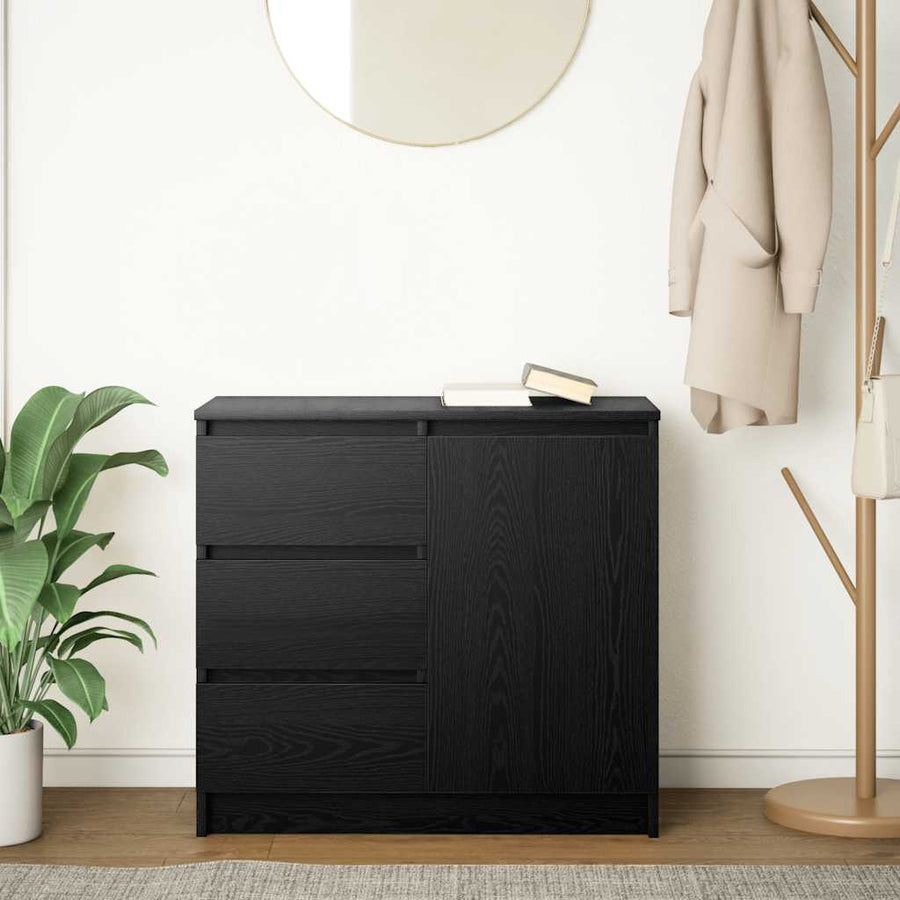 Dressoir met lade 71x35x65 cm spaanplaat zwart eikenkleurig