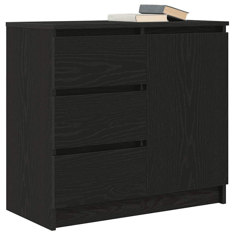 Dressoir met lade 71x35x65 cm spaanplaat zwart eikenkleurig