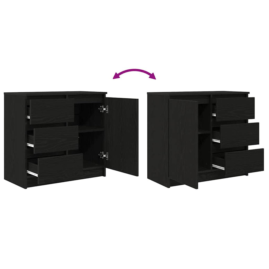 Dressoir met lade 71x35x65 cm spaanplaat zwart eikenkleurig