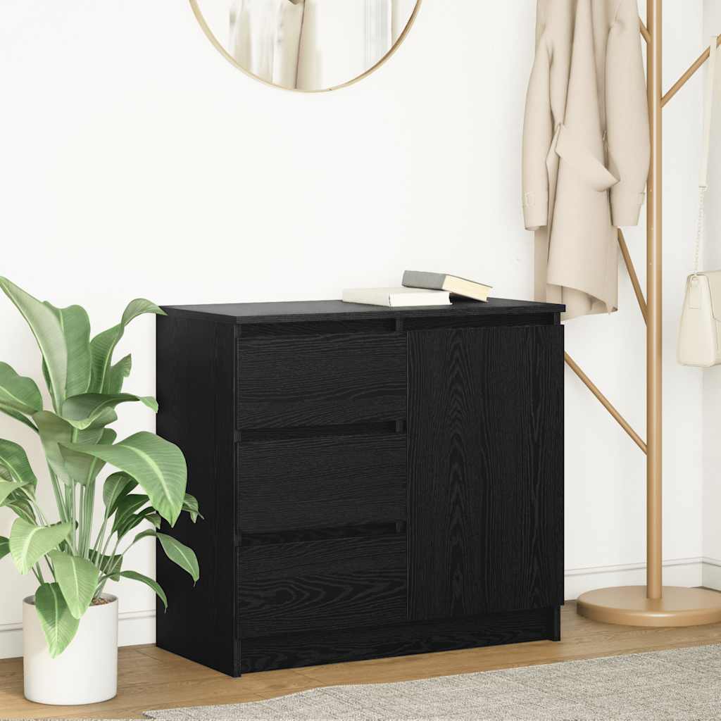 Dressoir met lade 71x35x65 cm spaanplaat zwart eikenkleurig
