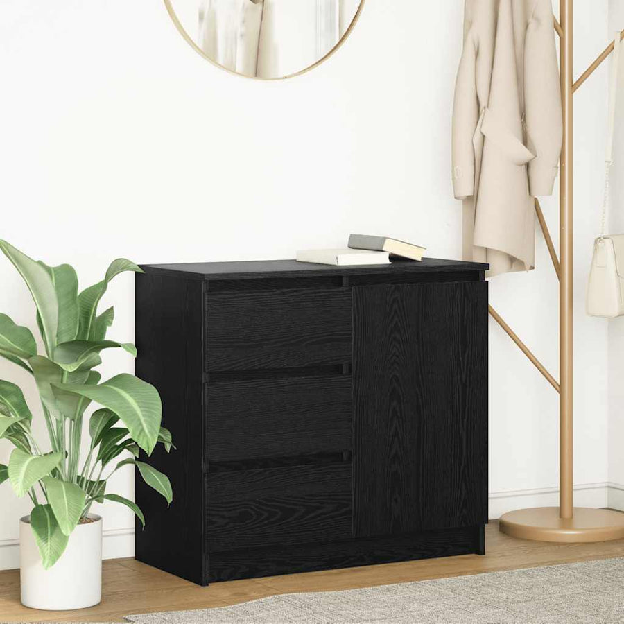 Dressoir met lade 71x35x65 cm spaanplaat zwart eikenkleurig