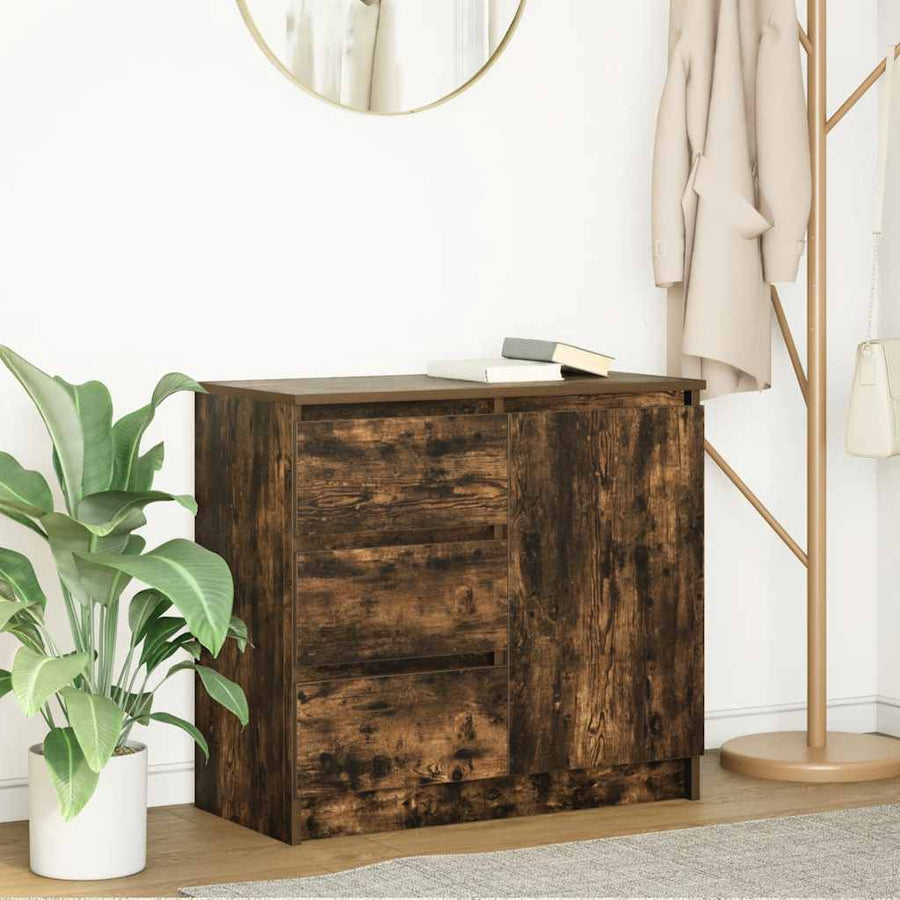 Dressoir met lade 71x35x65 cm spaanplaat gerookt eikenkleurig