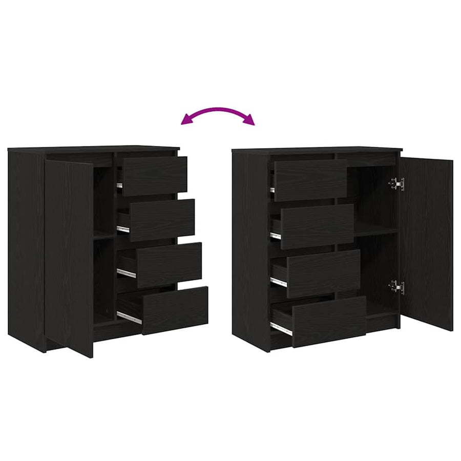 Dressoir met lades 71x35x84 cm spaanplaat zwart eikenkleurig