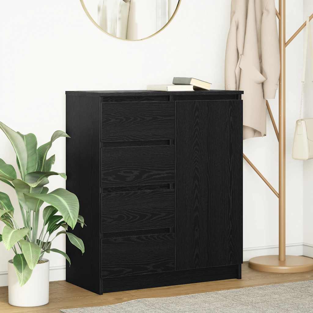 Dressoir met lades 71x35x84 cm spaanplaat zwart eikenkleurig