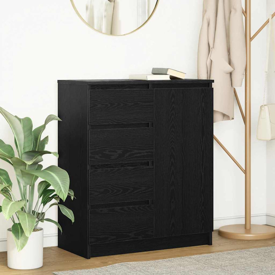 Dressoir met lades 71x35x84 cm spaanplaat zwart eikenkleurig