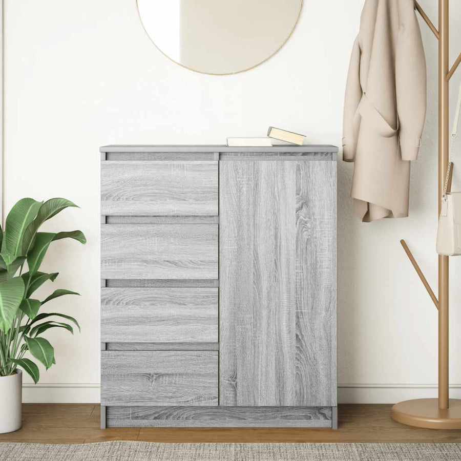 Dressoir met lades 71x35x84 cm spaanplaat grijs Sonoma