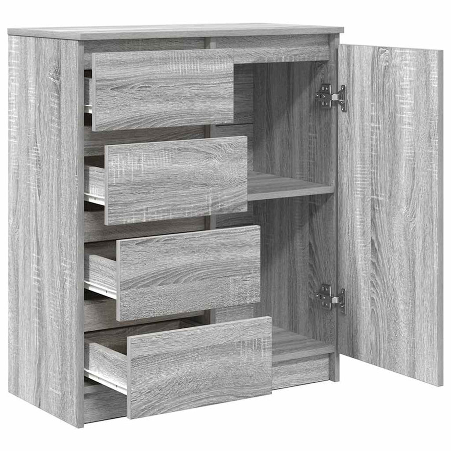 Dressoir met lades 71x35x84 cm spaanplaat grijs Sonoma