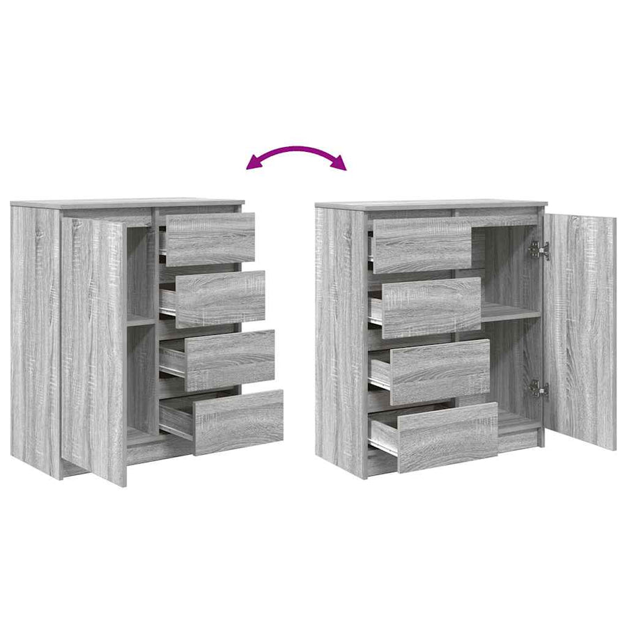 Dressoir met lades 71x35x84 cm spaanplaat grijs Sonoma