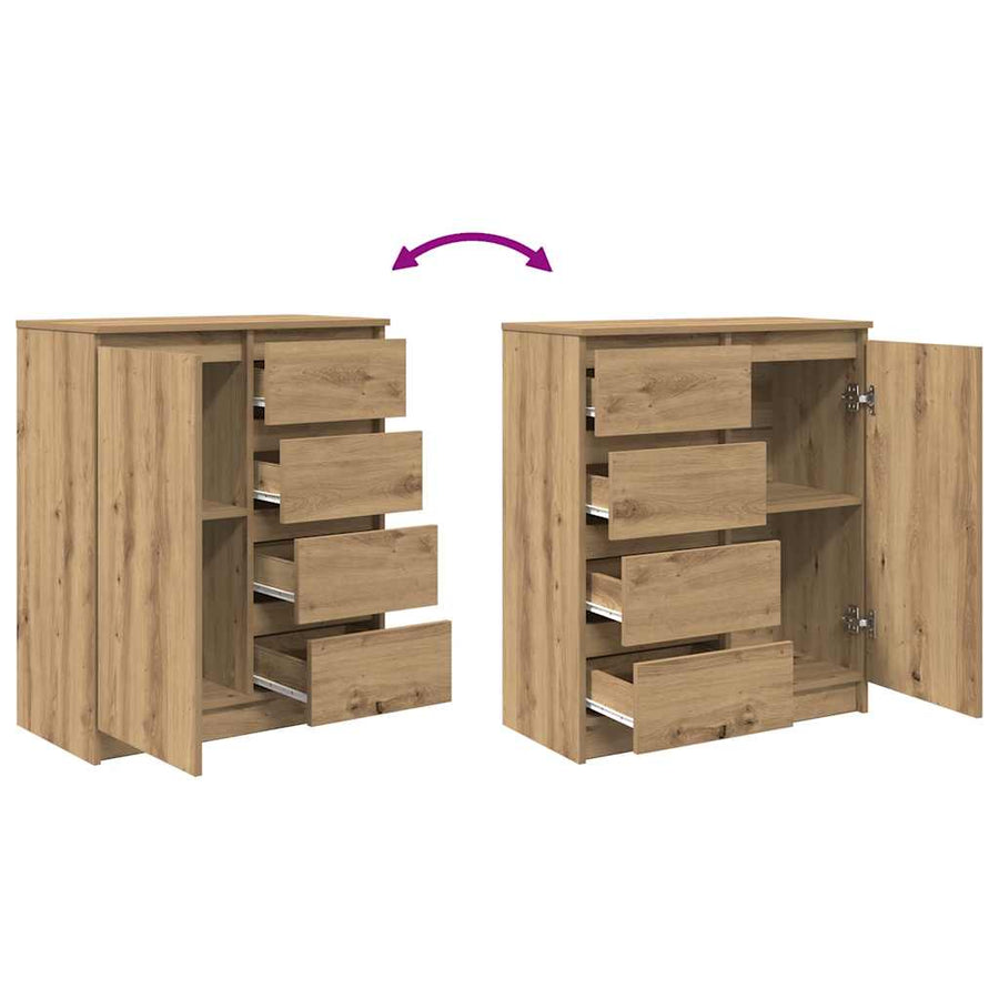 Dressoir lades 71x35x84 cm spaanplaat artisanaal eikenkleurig