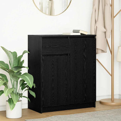 Dressoir met lade 71x35x84 cm spaanplaat zwart eikenkleurig