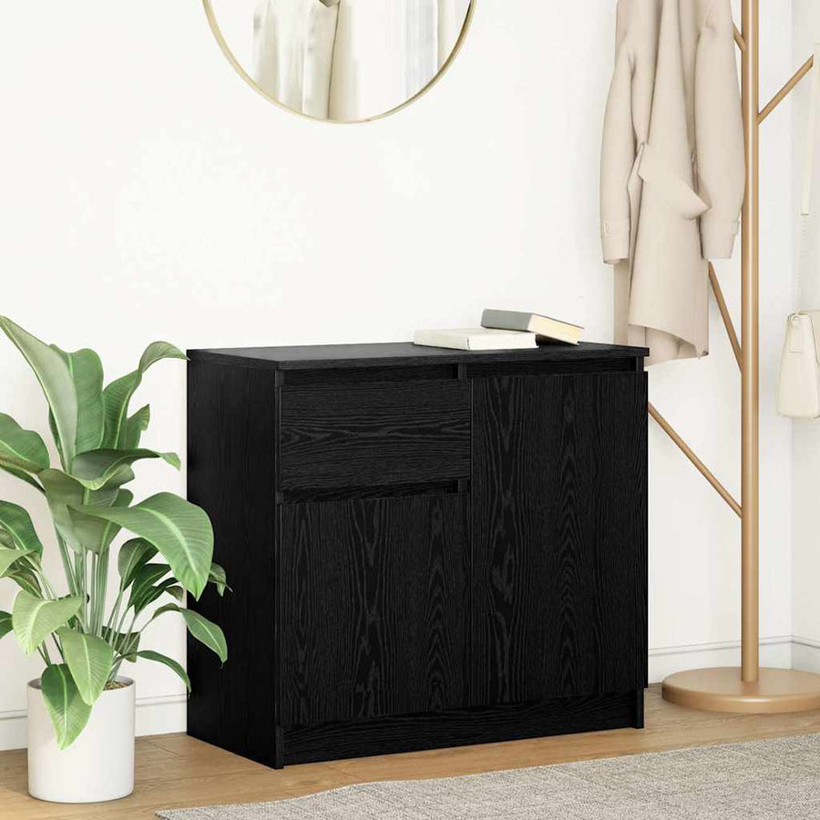 Dressoir met lade 71x35x65 cm spaanplaat zwart eikenkleurig