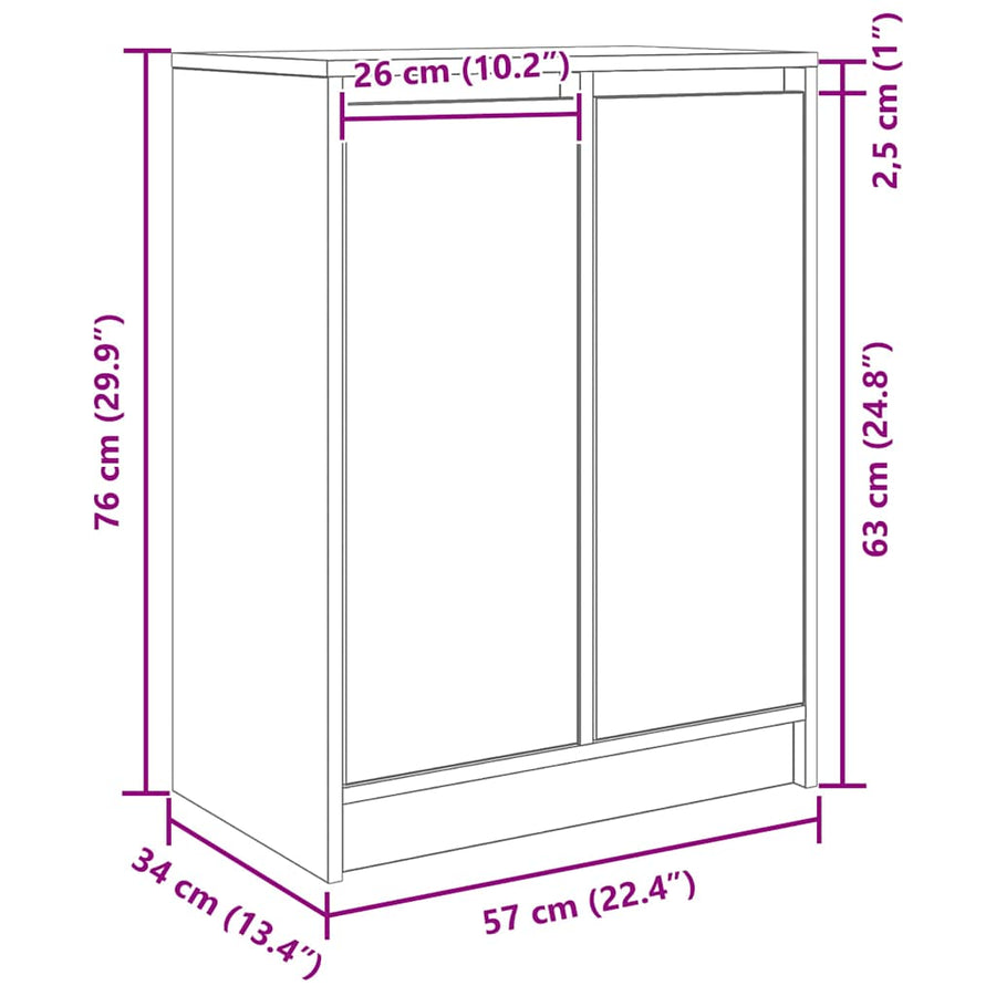 Dressoir 57x34x76 cm bewerkt hout wit