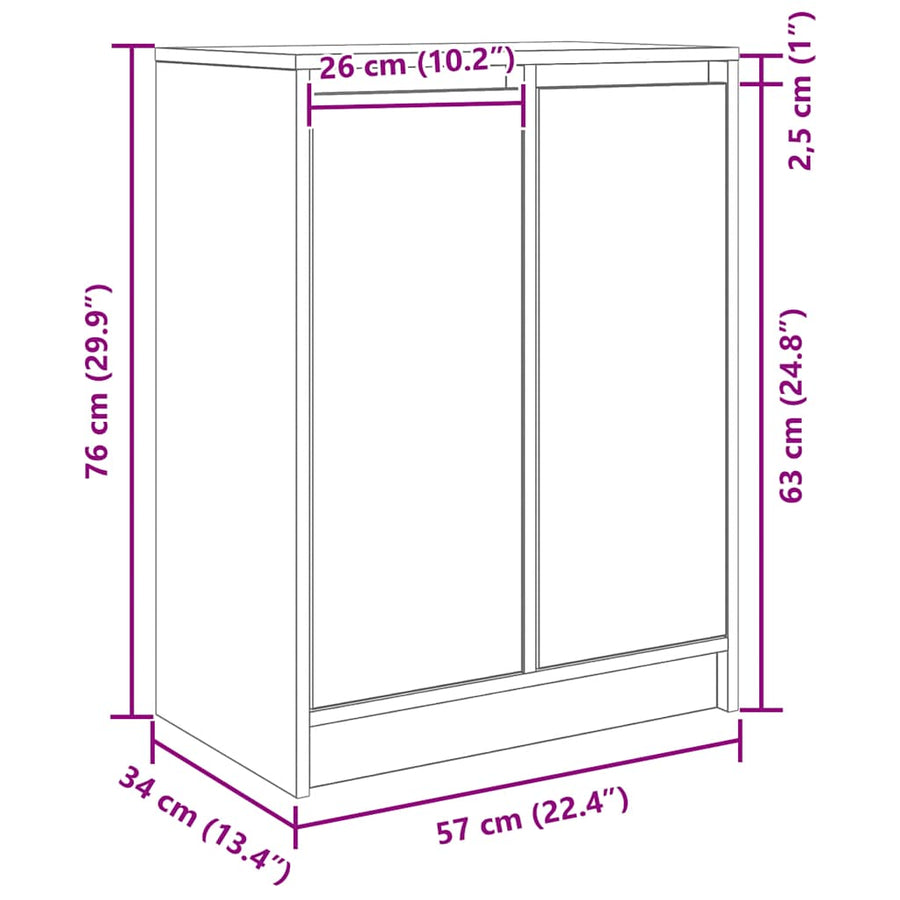 Dressoir 57x34x76 cm bewerkt hout sonoma eikenkleurig