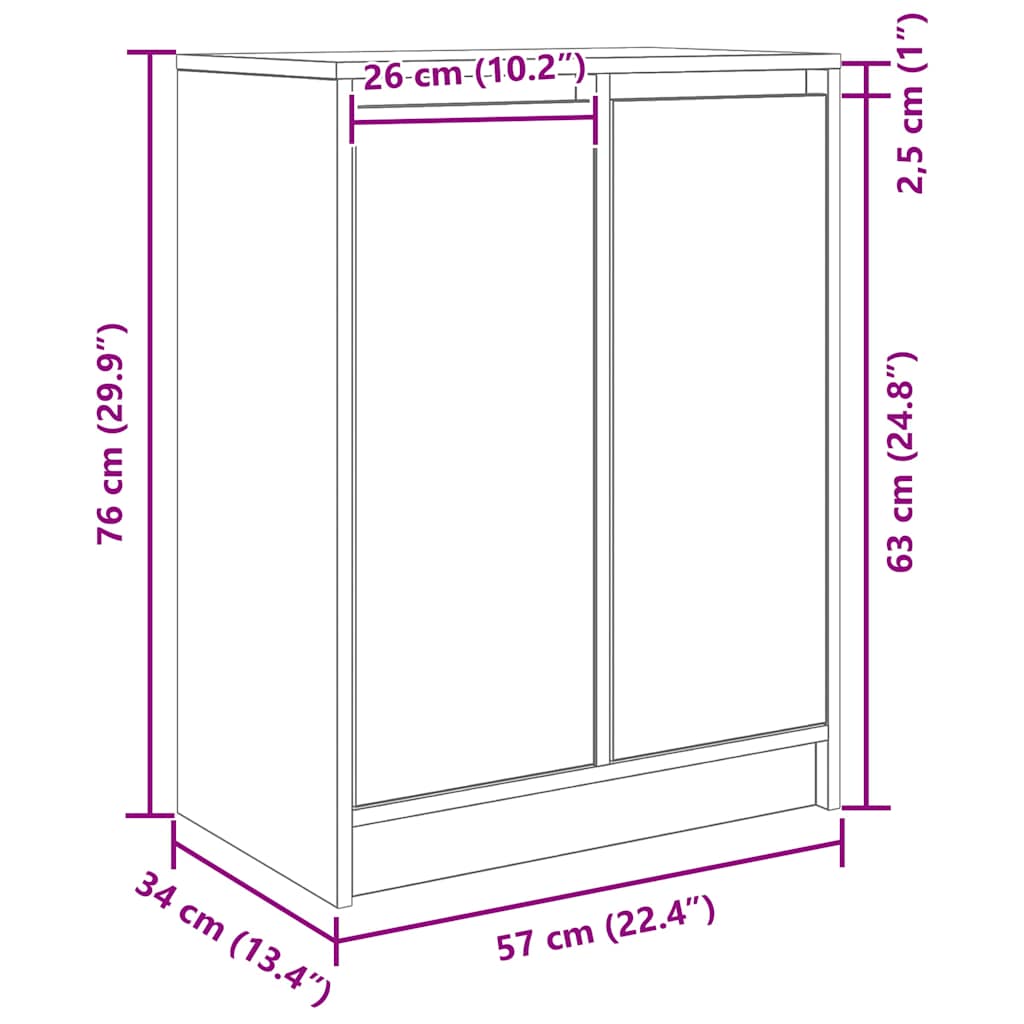Dressoir 57x34x76 cm bewerkt hout betongrijs