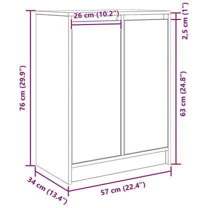 Dressoir 57x34x76 cm bewerkt hout gerookt eikenkleurig