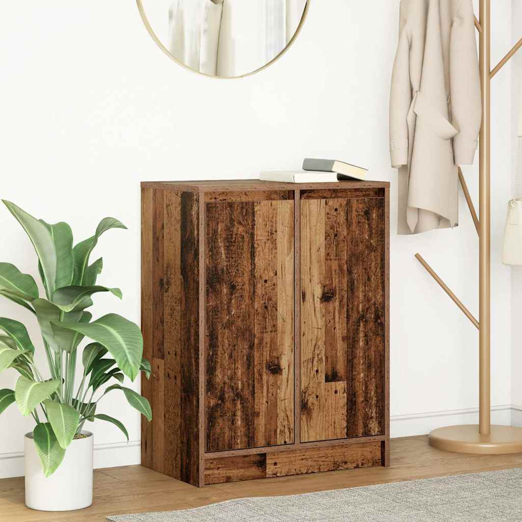 Dressoir 57x34x76 cm bewerkt hout oud houtkleurig