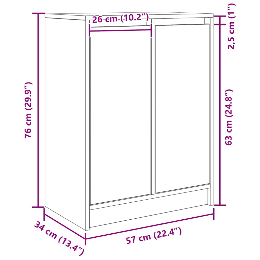 Dressoir ambachtelijk spaanplaat hout ambachtelijk 57x34x76 cm