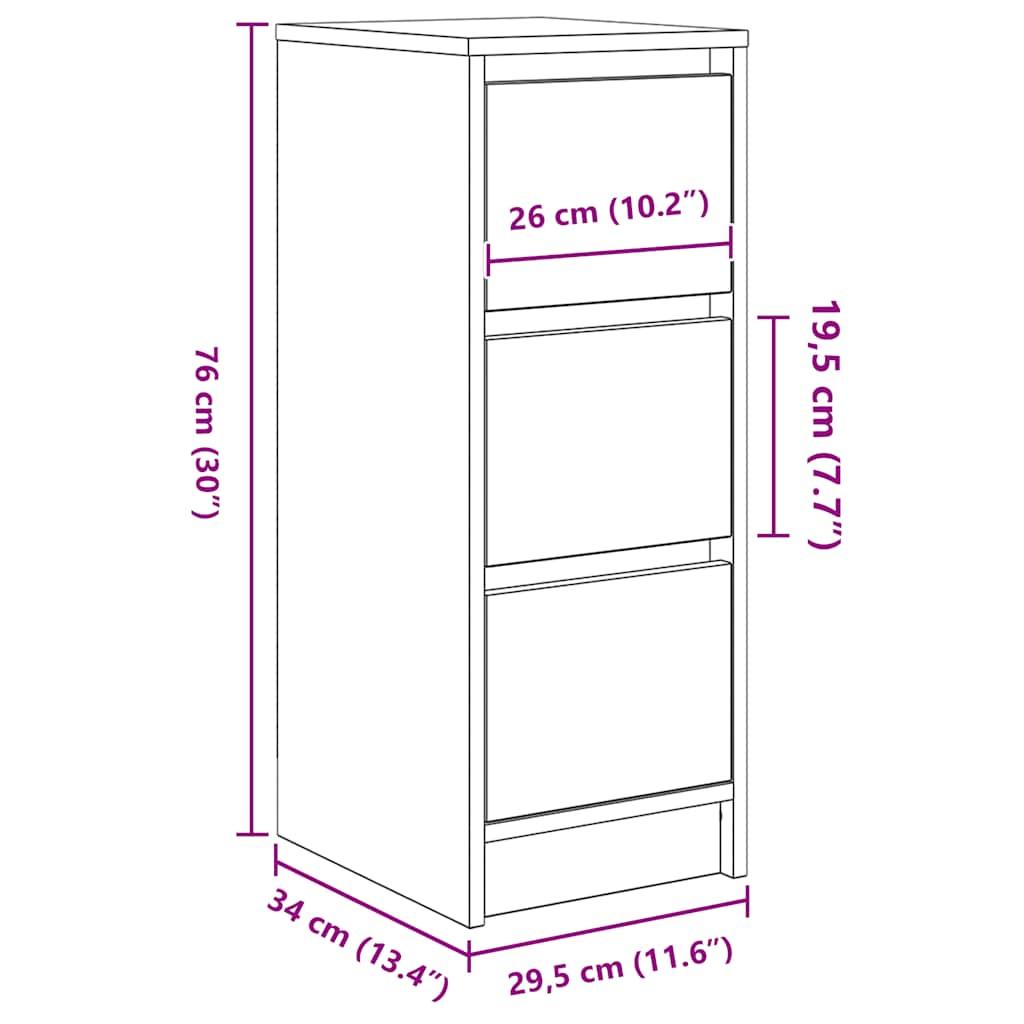 Dressoir 29,5x34x76 cm spaanplaat wit