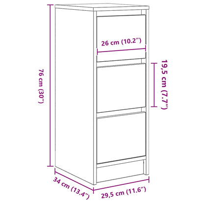 Dressoir 29,5x34x76 cm spaanplaat zwart eikenkleurig