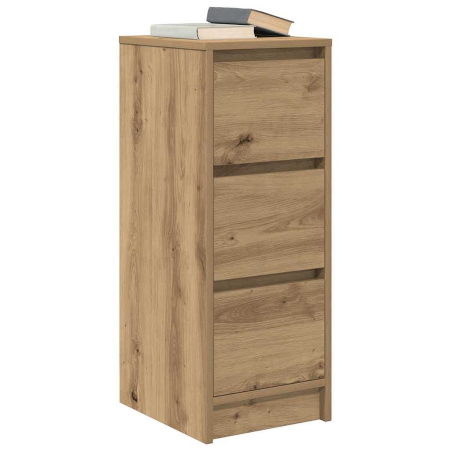 Dressoir 29,5x34x76 cm bewerkt hout artisanaal eikenkleur