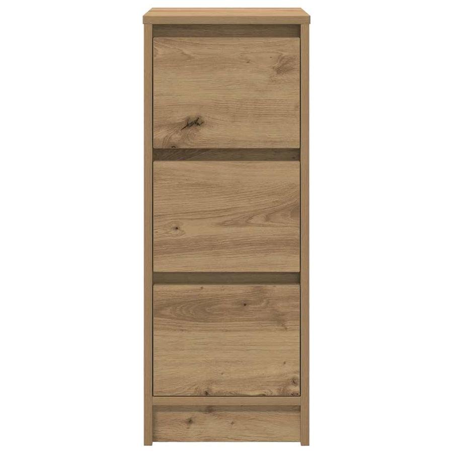 Dressoir 29,5x34x76 cm bewerkt hout artisanaal eikenkleur