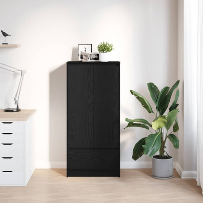 Kast met lade 55,5x34x119,5 cm spaanplaat zwart eikenkleurig