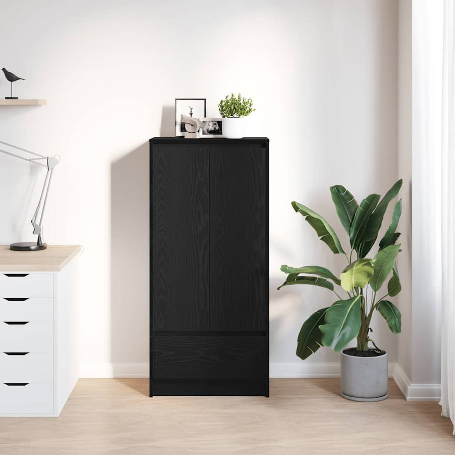 Kast met lade 55,5x34x119,5 cm spaanplaat zwart eikenkleurig