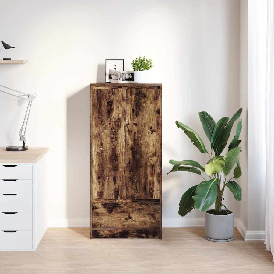 Kast met lade 55,5x34x119,5 cm spaanplaat gerookt eikenkleurig