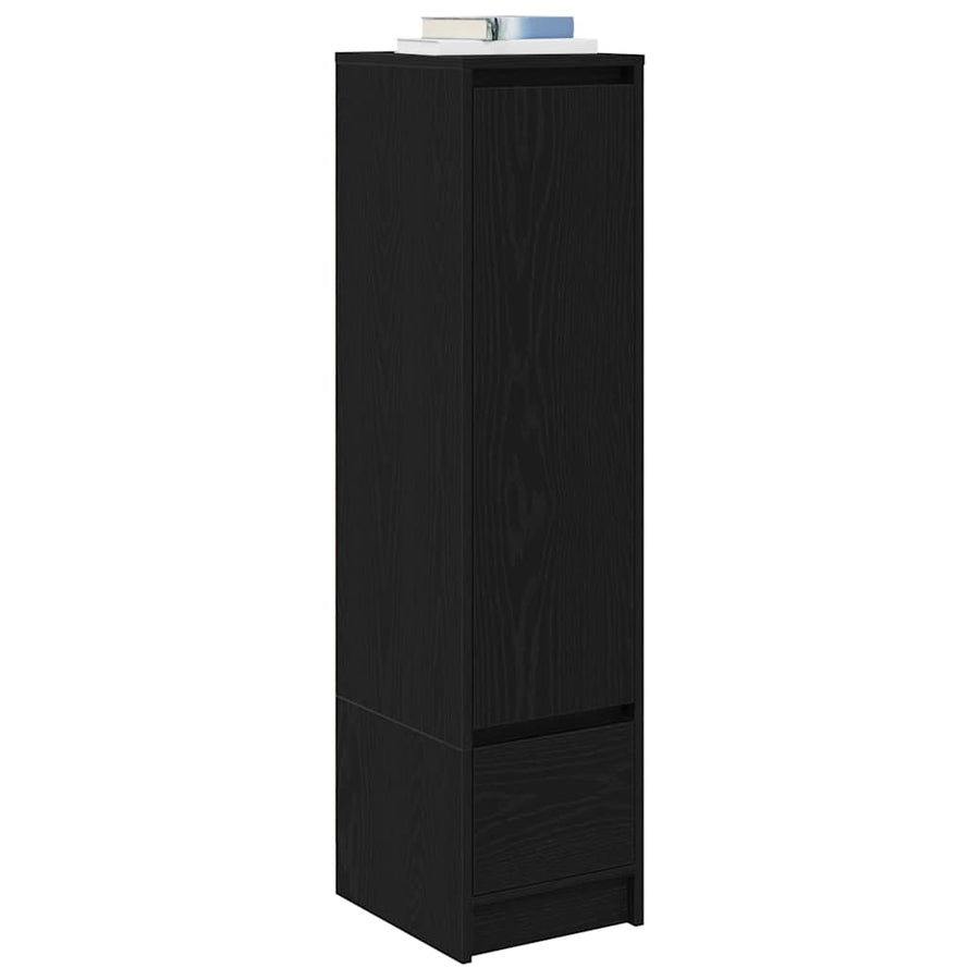Highboard 29,5x34x119,5 cm spaanplaat zwart eikenkleurig