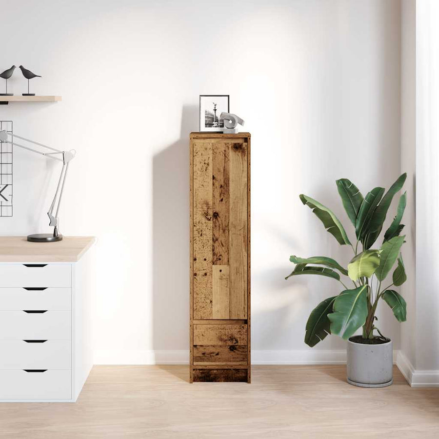 Hoge kast 29,5x34x119,5 cm bewerkt hout oud hout