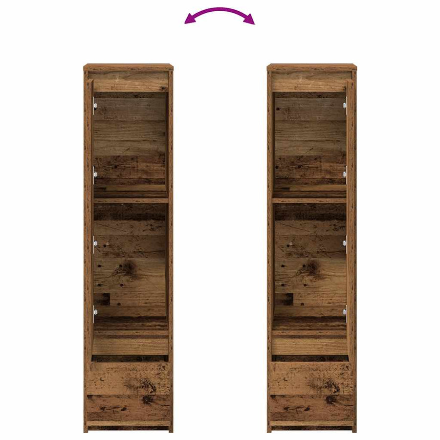 Hoge kast 29,5x34x119,5 cm bewerkt hout oud hout