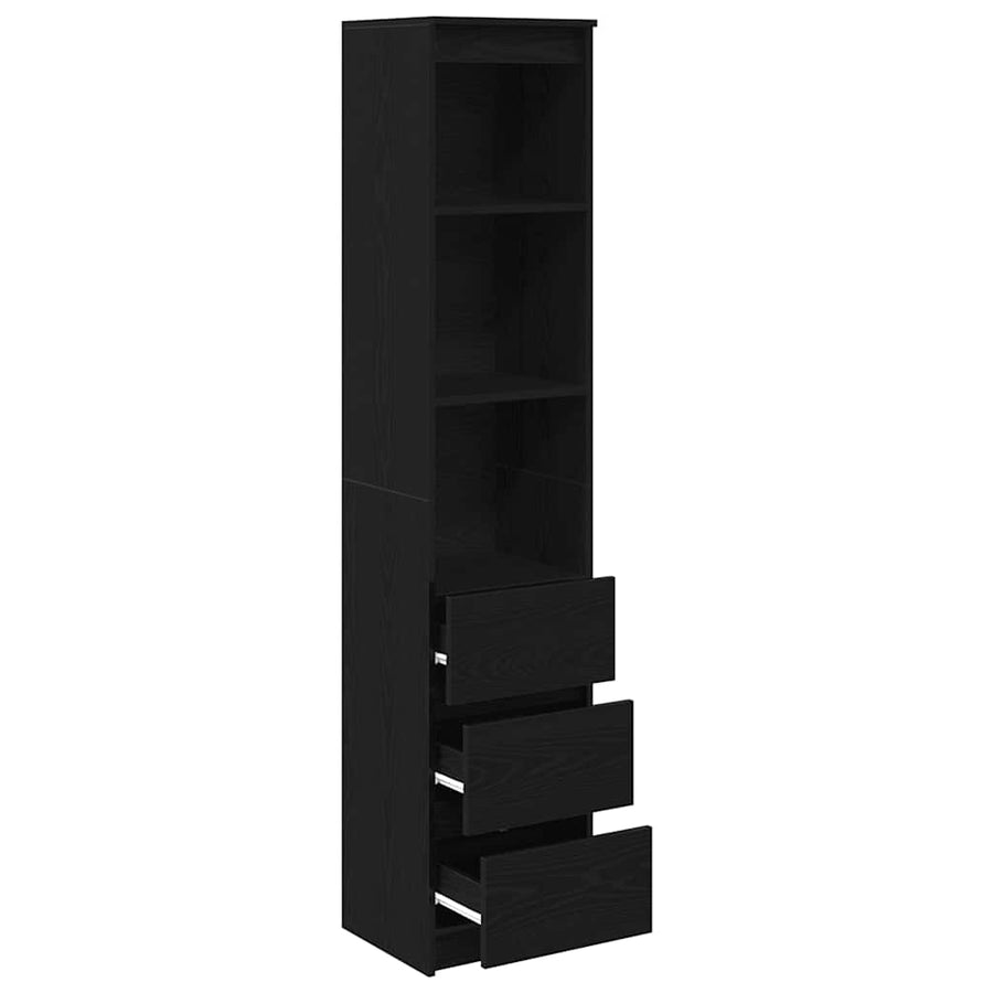 Highboard 37,5x35x180 cm spaanplaat zwart eikenkleurig
