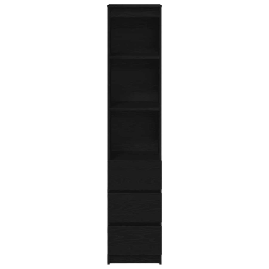 Highboard 37,5x35x180 cm spaanplaat zwart eikenkleurig