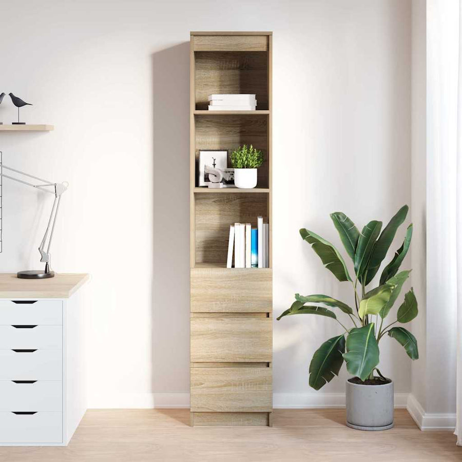 Highboard 37,5x35x180 cm spaanplaat sonoma eikenkleurig