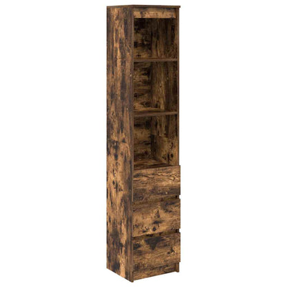 Hoge kast 37,5x35x180 cm spaanplaat gerookt eikenkleurig