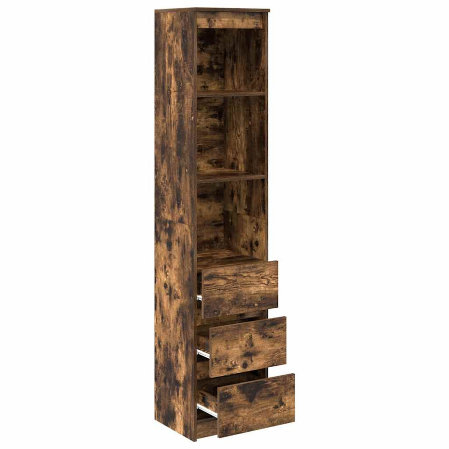 Hoge kast 37,5x35x180 cm spaanplaat gerookt eikenkleurig