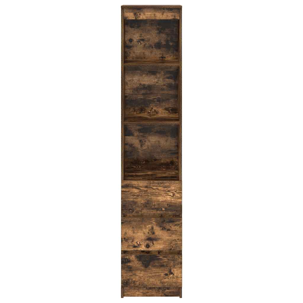Hoge kast 37,5x35x180 cm spaanplaat gerookt eikenkleurig