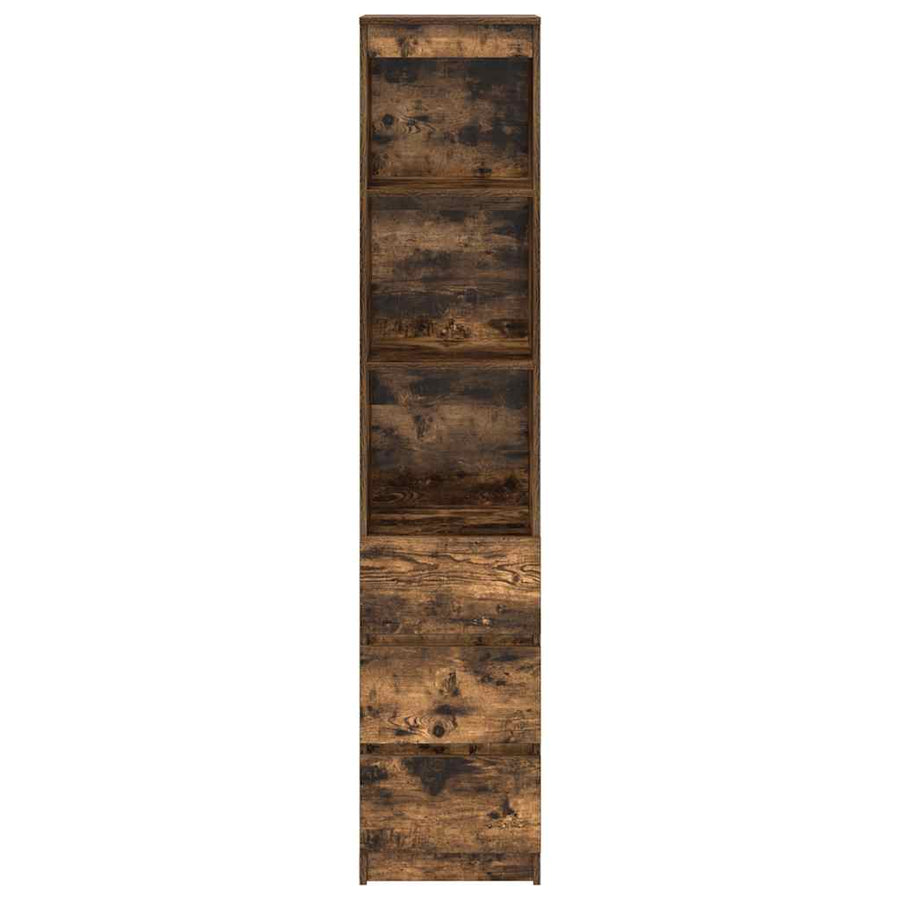 Hoge kast 37,5x35x180 cm spaanplaat gerookt eikenkleurig